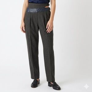 Vintage CALLA Italian High-Rise Wool Trousers Italian 42 Dark Green Preppy